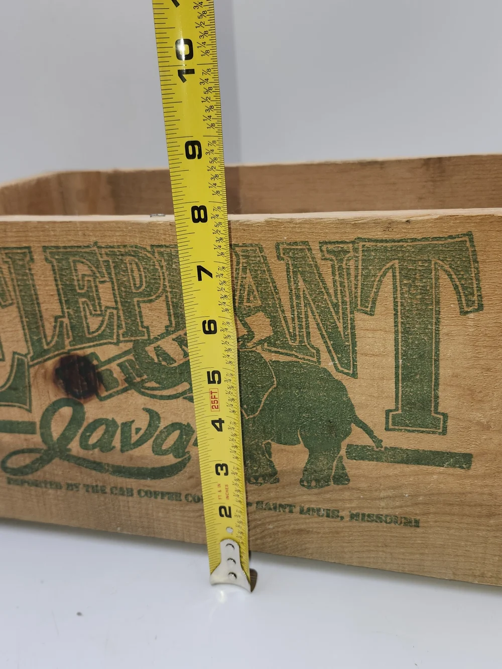ELEPHANT BRAND JAVA COFFEE ST LOUIS MISSOURI C & B COFFEE CO. WOOD CRATE RARE